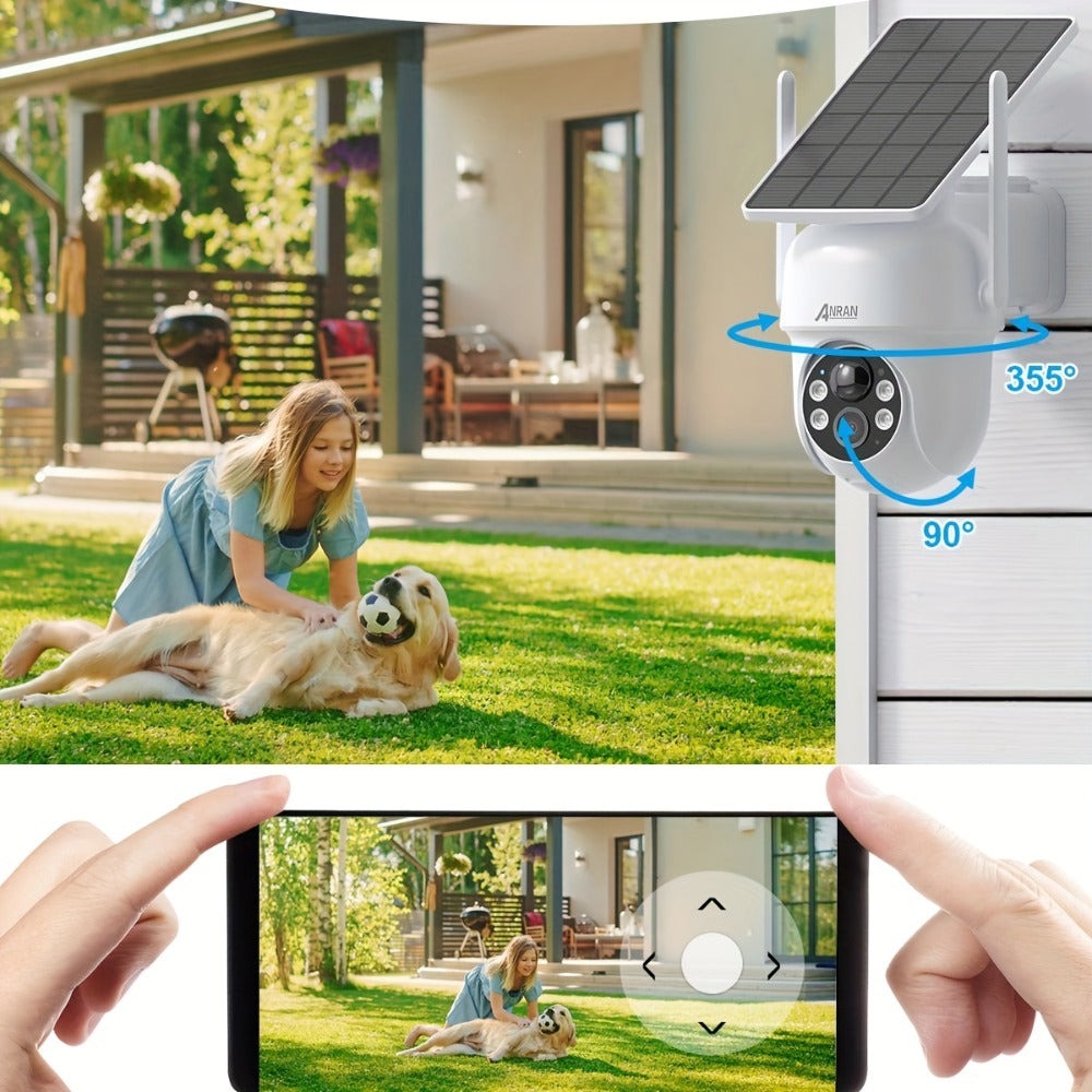 ANRAN Cámara de exterior inalámbrica de 3MP con batería de respaldo, visión nocturna a color, detección humana y audio bidireccional, alarma de sirena, adecuada para vigilancia empresarial, almacenamiento en la nube/SD, compatible con Alexa