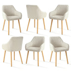 Juego de 2/4/6 sillas de comedor minimalistas con cómodo respaldo, reposabrazos y patas de madera