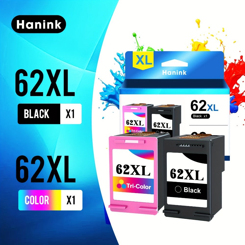 Pack de 2 Cartuchos 62XL 62 XL Multipack Compatibles para Impresoras HP 62, para Envy 5540 5544 5545 5548 5640 5646 7640 OfficeJet 200 5740 5742 5744 (Color )