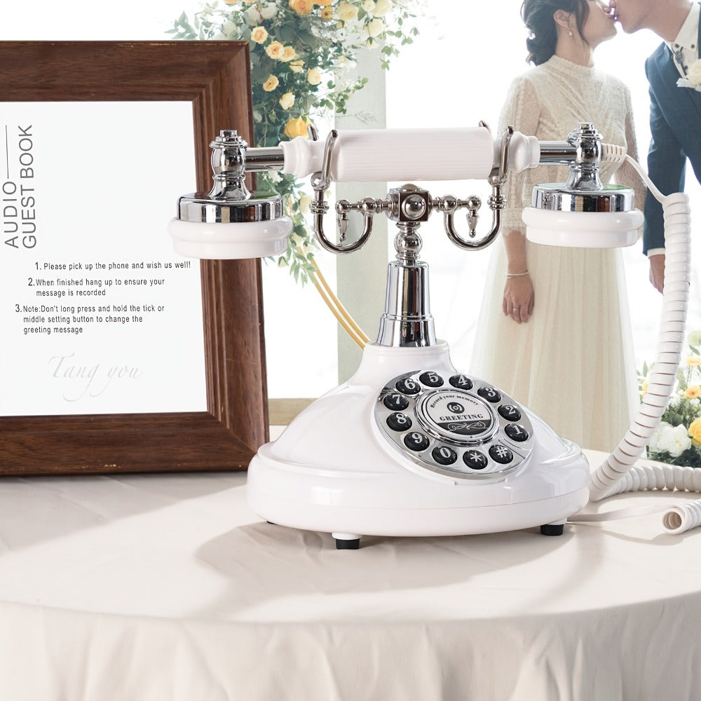 1 Teléfono de Audio Único para Libro de Visitas - Grabar Mensajes de Voz, Dejar Deseos Sentidos, Teléfono Original para Libro de Visitas para Bodas, Fiestas, Reuniones - Guarda Recuerdos para Siempre