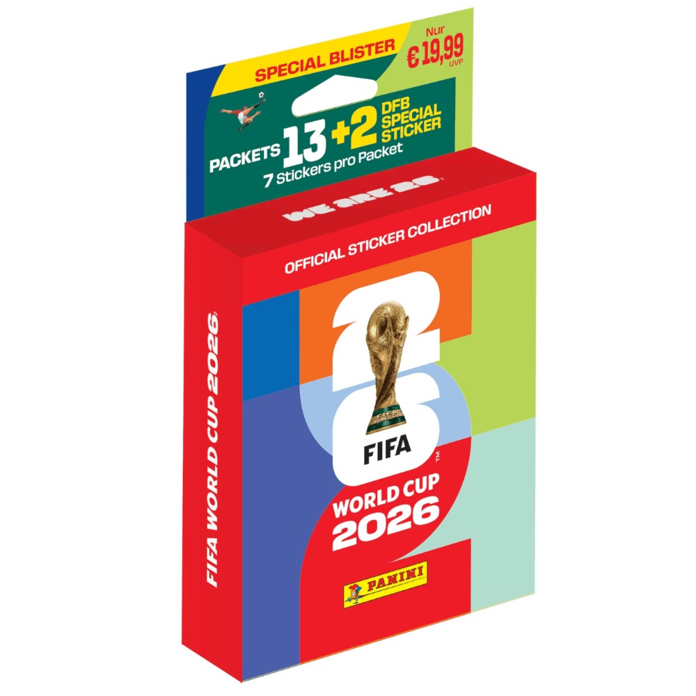 Panini Copa Mundial de Fútbol 2026 Sticker Eco-Blister 2 - 13 Paquetes + 2 Stickers Especiales DFB