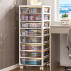 Carrito de Almacenamiento Rodante de 5/6 Niveles con Cajones, Estantes y Soportes para Archivos, Gabinete con Cajones y Ruedas Desmontables y Material PP Duradero, Caja de Cajones Transparente Fácil de Limpiar para Oficina, Dormitorio, Almacenamiento de R