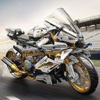 Modelo de motocicleta de bloques de construcción a escala grande 1:5 de 2078 piezas, color platino-dorado, fácil de montar y operar, adecuado como regalo para cumpleaños, Día de San Valentín y fiestas de Pascua
