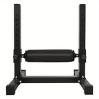 Soporte de sentadilla con pierna ajustable con rueda - Negro, 60,96x56,64x67,06cm, gran capacidad de carga (199,58KG), alfombras antideslizantes, perno de ajuste de altura, ideal para gimnasios y lugares de fitness en casa, sin batería