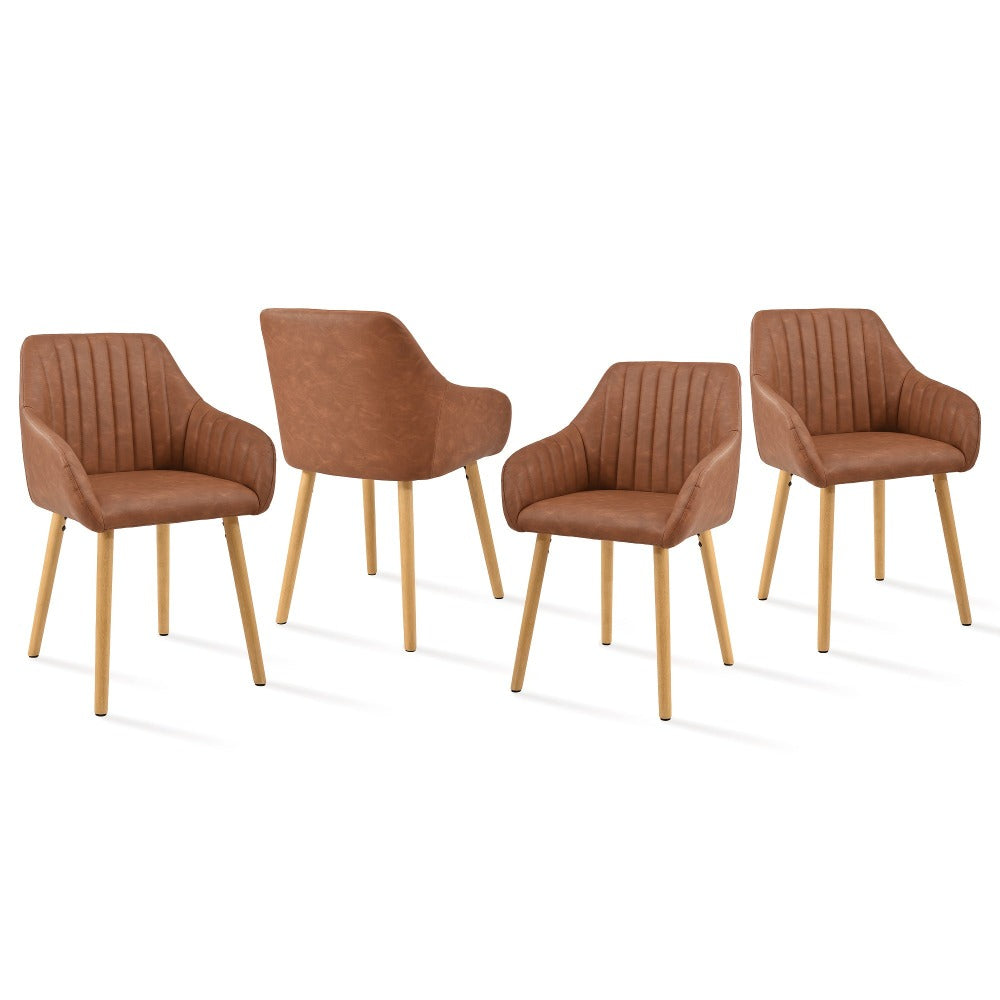 Juego de 2/4/6 sillas de comedor minimalistas con cómodo respaldo, reposabrazos y patas de madera