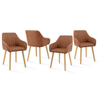 Juego de 2/4/6 sillas de comedor minimalistas con cómodo respaldo, reposabrazos y patas de madera
