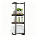 Estante de baño que ahorra espacio - Combo multifuncional de acero/madera, toallero de pared con soporte para artículos esenciales | Almacenamiento compacto para baños pequeños, apartamentos, residencias estudiantiles, toalleros