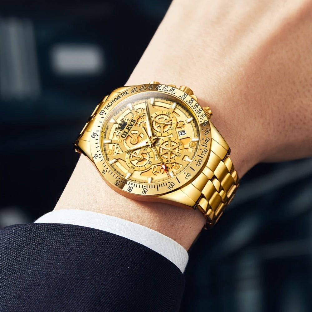 Reloj OLEVS para Hombres Relojes de Acero Inoxidable Lujo Cronógrafo Multifunción con Fecha Clásico Reloj de Negocios para Hombres Regalo para Hombres