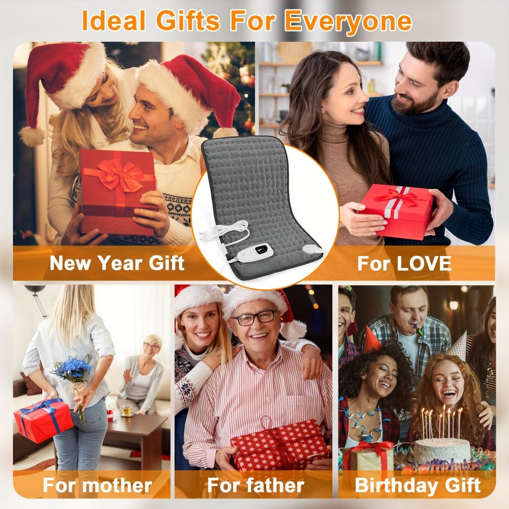 Almohadilla Térmica Eléctrica - 6 Niveles de Calefacción, Hasta 140 °F, Apagado Automático a las 2 Horas, Portátil 60 cm x 30 cm, Franela Suave, Lavable a Máquina, Adecuada para Abdomen, Cuello, Hombro, Rodilla, Pierna, Regalo para Hombre, Mamá y Papá, Re