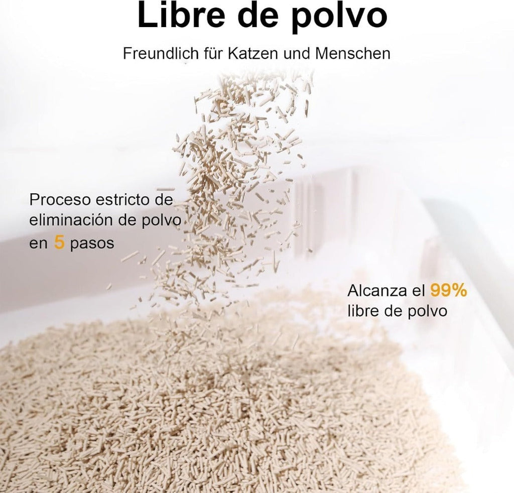 Arena de Tofu para Gatos aglomera 6L - Sin Polvo Fácil de Aglomerar y Controla Olores -y Segura para Gatitos - Pack de 4/8 Bolsas