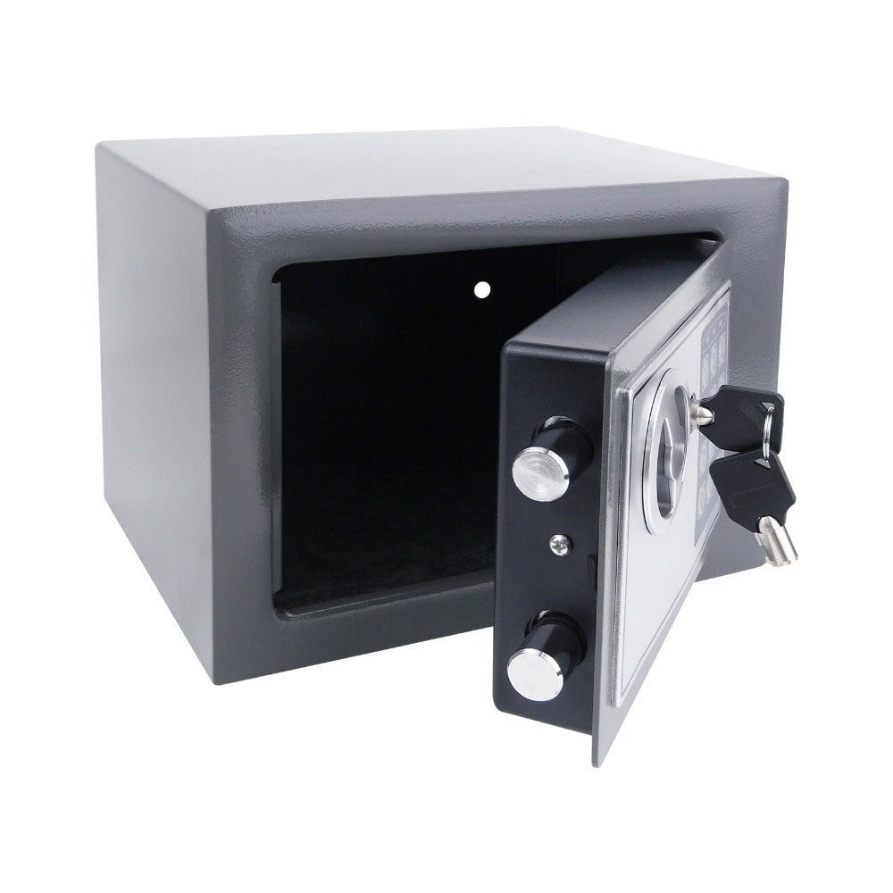 Caja Fuerte Electrónica Digital de Seguridad con Cerradura de Contraseña y Llave, Caja de Depósito de Dinero en Efectivo, Acero Resistente con 2 Llaves para Oficina, Hogar, Hotel, Montaje en Pared o Suelo