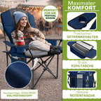 TRESKO® Silla de Camping Plegable hasta 200Kg | Silla Plegable con Bolsa Nevera, Portavasos y Bolsillo Lateral | Silla XXL Plegable Incluye Bolsa de Transporte | Silla de Pesca Acolchada para Exterior, Pesca, Festival y Jardín