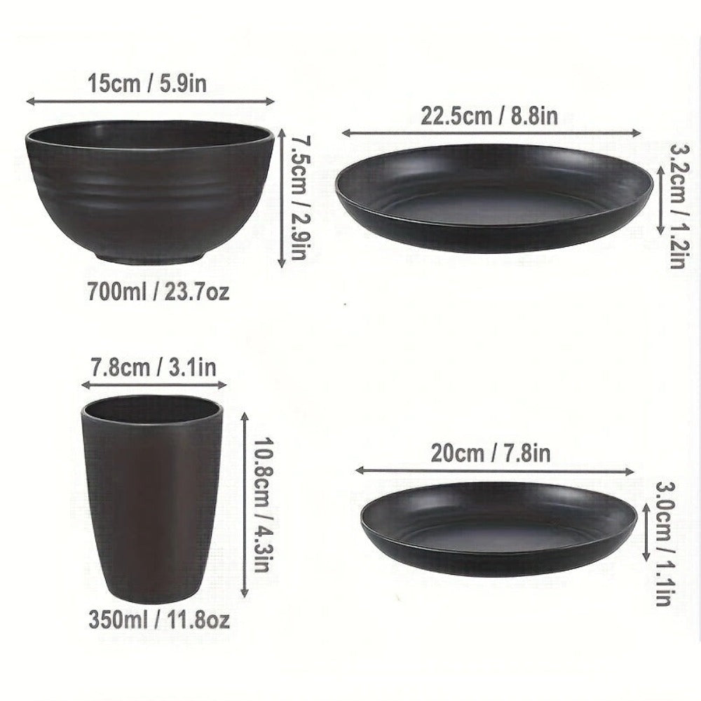 Juego de vajilla de 16/32 piezas, incluye platos, tazones y tazas, para el hogar, días familiares, camping, picnic, fiesta, suministros de cocina, complementos de vajilla