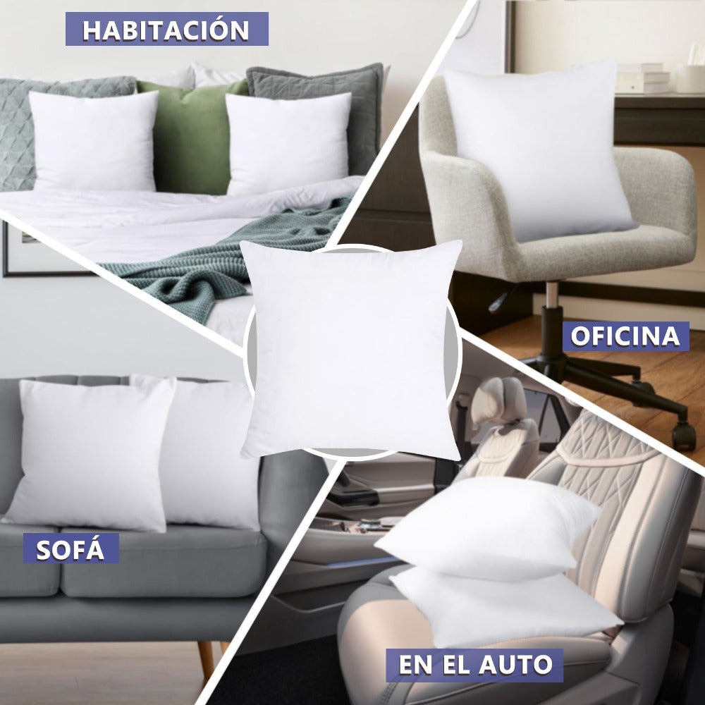 4 Unidades Relleno de Cojín Decorativo 45x45cm - Fibra Hueca Siliconizada para Sofá, Cama o Coche
