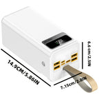 Batería Externa de 80000mAh/100000mAh, Carga Súper Rápida de 22.5W, Batería de Gran Capacidad, Pantalla Digital Inteligente, Cordón de Cuero, Luz LED para Camping al Aire Libre, Fuente de Energía de Respaldo para Viajes, Adecuada para Teléfonos, Dispositi