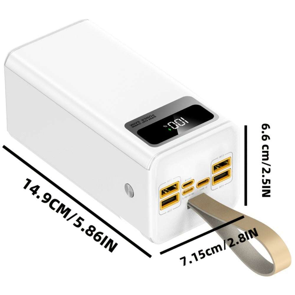 Batería Externa de 80000mAh/100000mAh, Carga Súper Rápida de 22.5W, Batería de Gran Capacidad, Pantalla Digital Inteligente, Cordón de Cuero, Luz LED para Camping al Aire Libre, Fuente de Energía de Respaldo para Viajes, Adecuada para Teléfonos, Dispositi