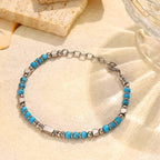 Pulsera de perlas para mujer y hombre - Pulsera de acero inoxidable color plateado con piedras de perlas, pulsera de joyería como regalo para mujeres, hermana, mejor amiga