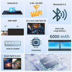 Tablet Android de 10.1 pulgadas para oficina estudio y gaming | 6000 MAh y Inalámbrico