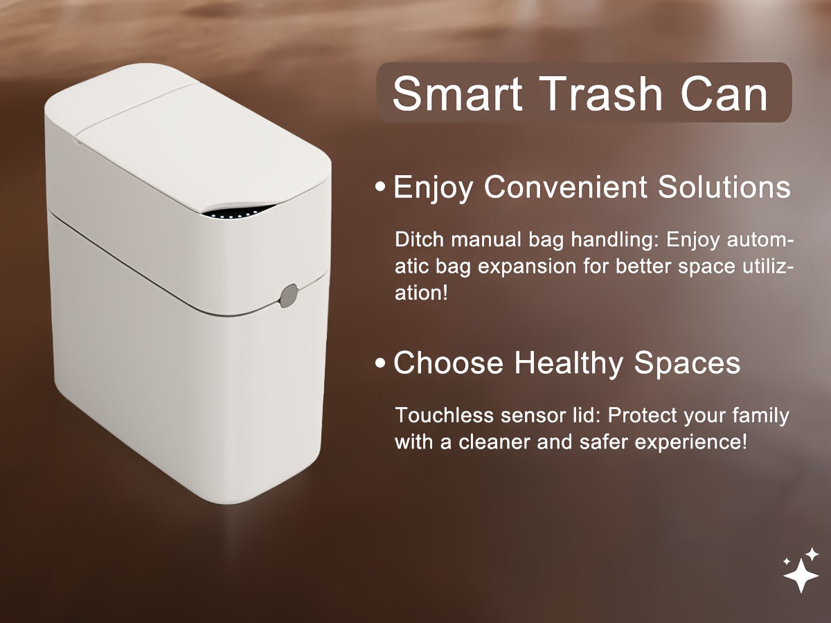 Papelera Inteligente con Tapa para Baño, Blanca, Productos de Almacenamiento para el Hogar, Recomendada para Cocina, Baño y Dormitorio