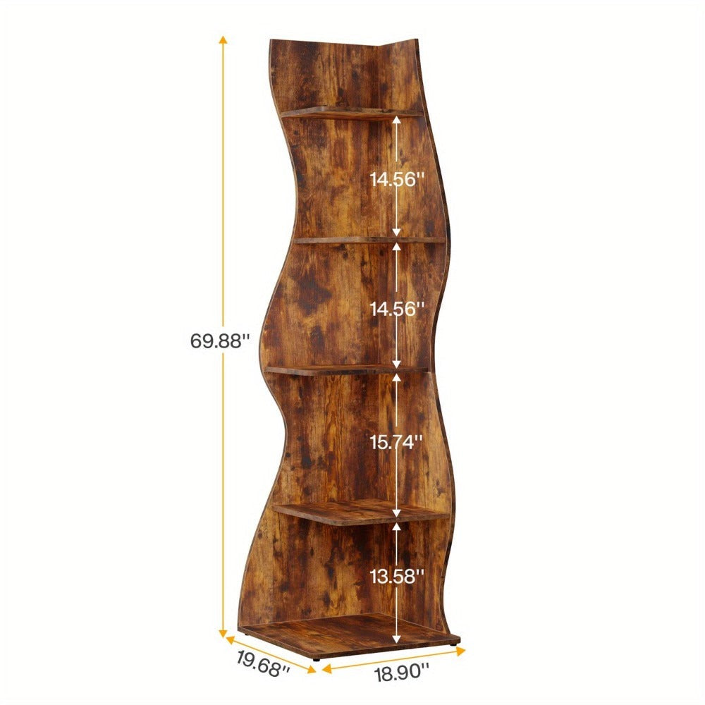 Estantería de esquina, moderna estantería de pared de esquina de 5 niveles, elegante estantería pequeña de esquina para libros, estante de almacenamiento, soporte para plantas con forma única para trastero, oficina, (1 pieza, blanca), mini estantería, est
