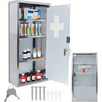 Botiquín con compartimentos, botiquín hecho de vidrio esmerilado con puerta magnética y caja de medicamentos para colgar llaves