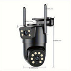 Cámara de seguridad PTZ para exterior de 1080P con enlace de doble lente, cámara inalámbrica, vista de 360°, seguimiento automático, detección humana, alarma de luz, visión nocturna en color, WiFi 2.4G, grabación 24/7, audio bidireccional