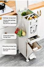 Cubo de basura estrecho de cocina de 32L con tapa, clasificación selectiva con división o dos contenedores interiores, pedal para separación de residuos secos y húmedos, contenedor de plástico para ahorrar espacio para cocina y baño