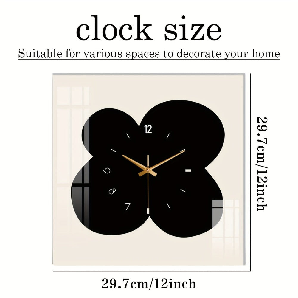 Reloj de pared floral - Pieza de arte única hecha a mano | Reloj de cristal cuadrado de 12 pulgadas | Movimiento silencioso sin tictac | Funciona con pilas | Decoración moderna para el hogar | Ideal para salas de estar, dormitorios y oficinas | Reloj anal