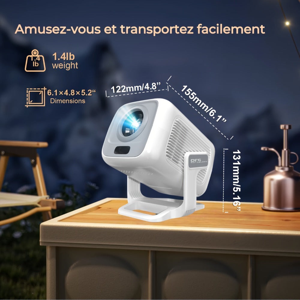 Proyector inteligente portátil compatible con 4K con Wifi6 y BT5.4, nativo 1080P, 690ANSI, Android 11, enfoque automático y corrección automática de trapezoidal, proyector de cine en casa para películas, juegos, uso educativo, presentación multimedia, Pro