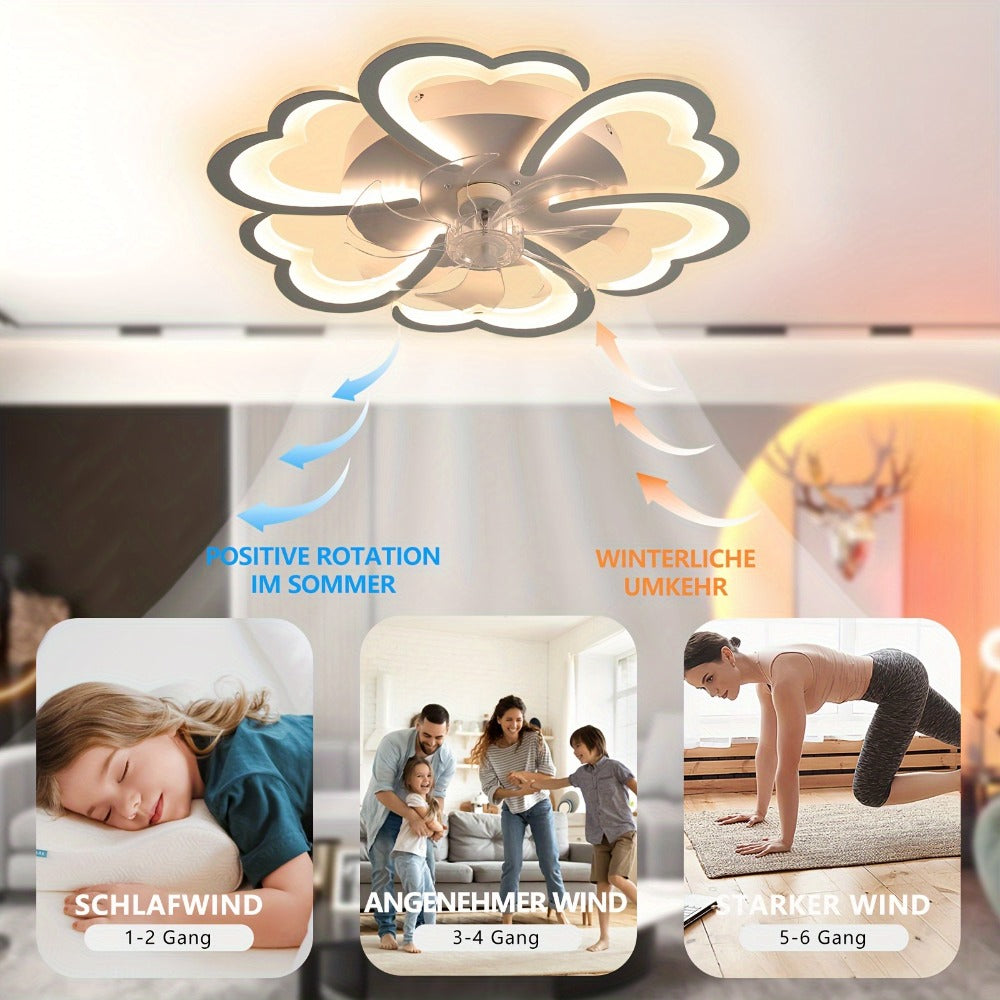 Ventilador de techo con luz LED para sala de estar y dormitorio | control remoto
