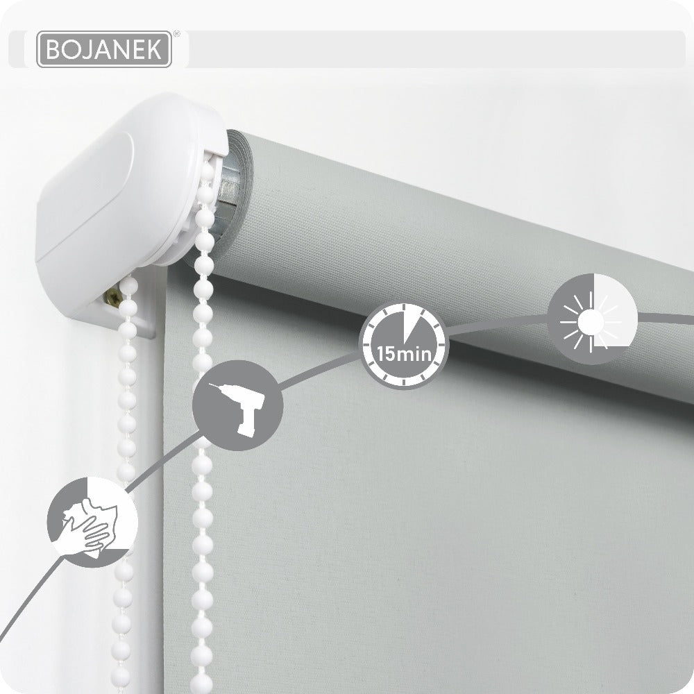 Persiana de Pared • GRÁFITO • 21 tamaños • BOJANEK MAXI ROLLER • instalación en hueco de ventana o techo • elegante persiana de tela opaca y decorativa • perfecta para sala de estar, dormitorio, cocina y oficina • cubierta de ventana que protege contra el