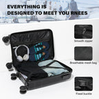 1 pieza de equipaje de PP resistente de 20 pulgadas, duro y suave, con ruedas giratorias de 360°, cerradura con contraseña y estilo TSA, asa extensible, cremallera suave y bolsillos de malla - Adecuado para equipaje de mano en aviones, trenes y viajes