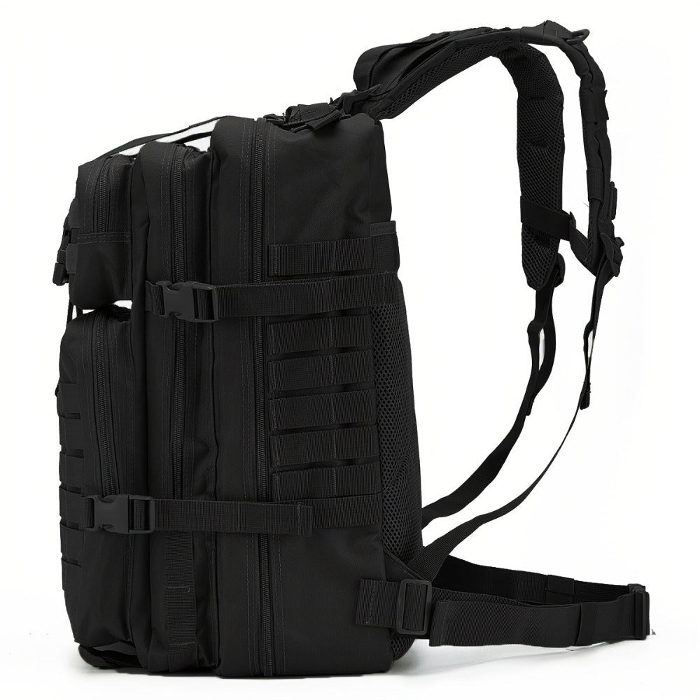 Mochila Táctica Negra de 45L para Deportes al Aire Libre, Senderismo y Excursionismo, Mochila Multifuncional con Cierre de Cremallera - Ideal para Senderismo de 3 Días, Trekking, Camping, Deportes al Aire Libre, Regalo de Cumpleaños