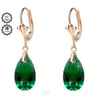 Arete de Cristal Sintético Verde Elegante en Plata 925 para Mujeres, Regalo Perfecto para San Valentín, Navidad y Uso Diario, Incluye Caja de Regalo Hermosa