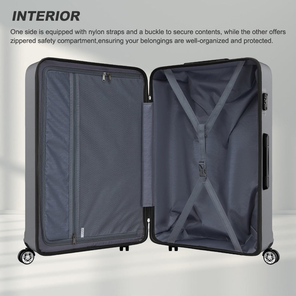 Kono ABS+PC Maleta Extra Grande de 32 Pulgadas, Diseño Horizontal Esculpidor, Equipaje Rígido con Ruedas y Mango Telescópico
