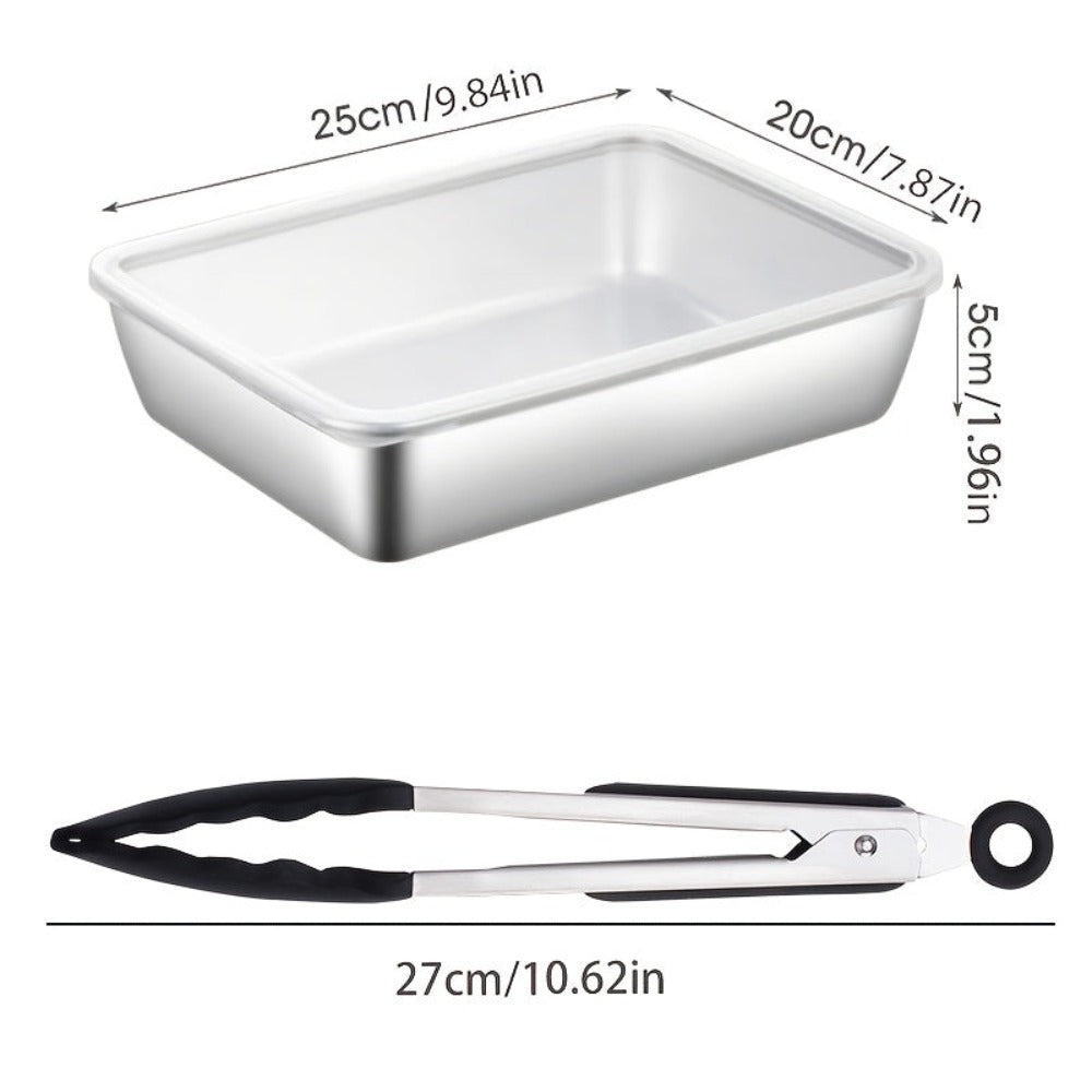 Juego de 6 recipientes de acero inoxidable para alimentos, apilables con tapas, aptos para microondas, con tapa abatible, cuadrados, adecuados para ensaladas, frutas, almacenamiento de alimentos, organizador de cocina, conservación de la frescura en el re