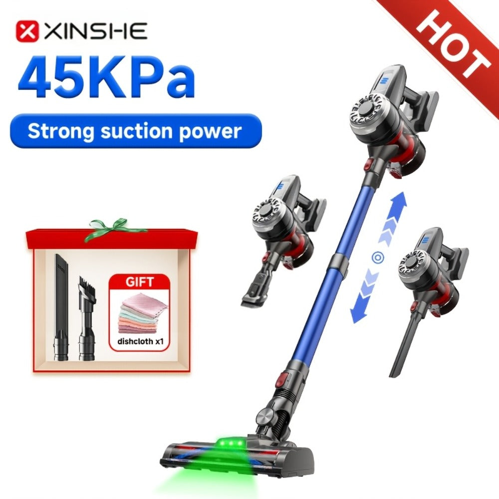 Aspiradora de mano inalámbrica recargable, alta potencia de succión de 45 KPa para uso doméstico, autonomía de la batería de hasta 40 minutos, depósito de polvo grande de 1.2L, manguera telescópica ajustable de 10 niveles, adecuada para alfombras, pelo de