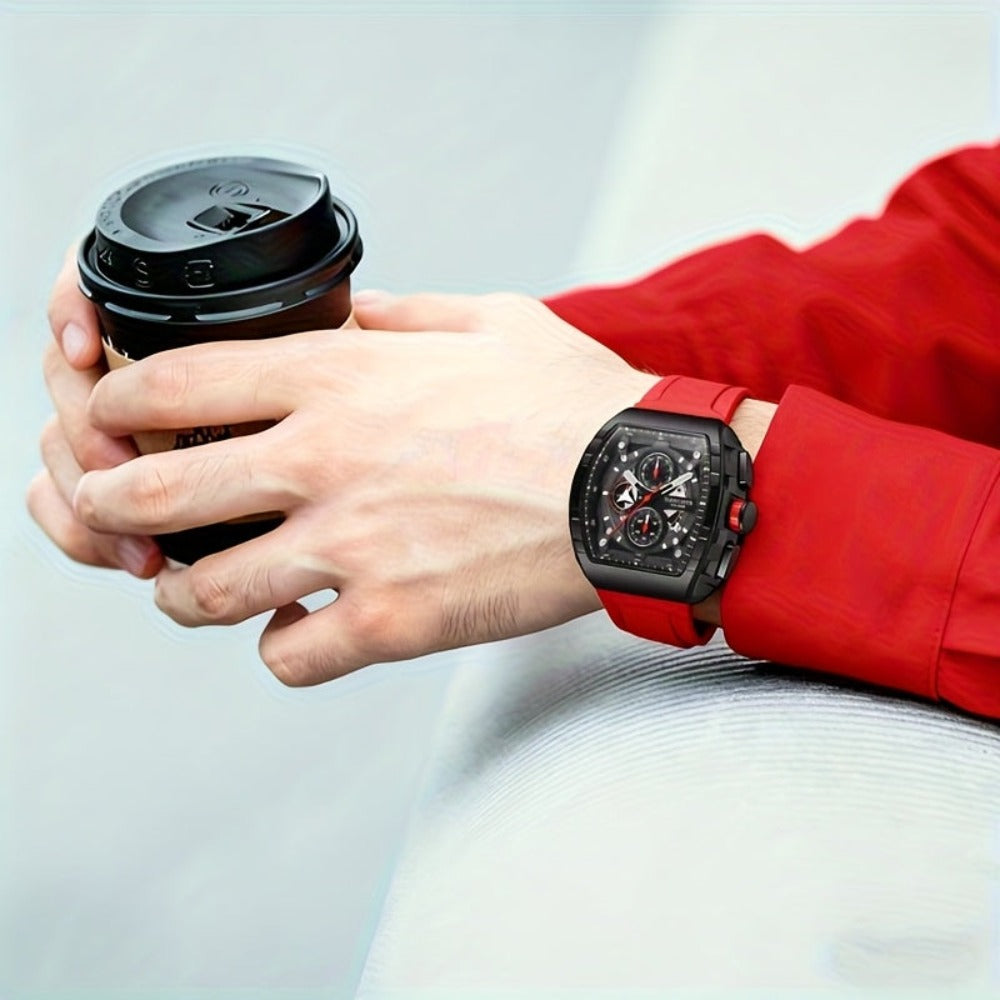 Relojes de pulsera para hombre H, movimiento de cuarzo de alta precisión, correa de silicona, resistente al agua, calendario, diseño multifuncional, relojes de vestir para hombre