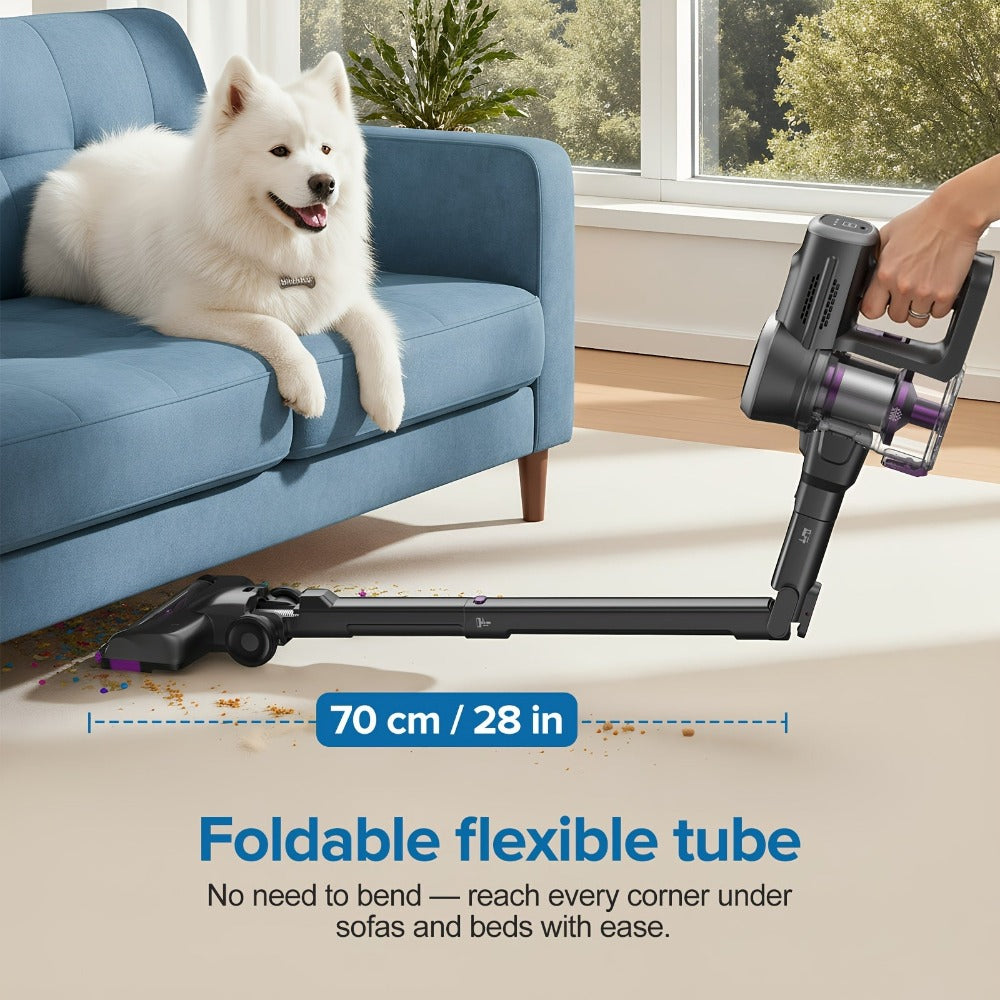 Aspiradora de pie 35KPa, potente y ligera, aspiradora vertical inalámbrica 6 en 1 para alfombras, pisos y pelo de mascotas - Lubluelu P4/202 mejorada