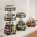 Organizador de Cocina Giratorio 360 Grados - Estante Metálico para Especias con Contenedores de Almacenamiento para Condimentos, Aceites y Vinagre - Opciones de Doble/Triple Capa