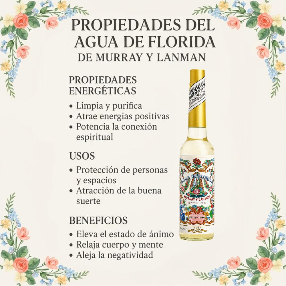 Murray & Lanman Agua de Florida 270 ml – Original de Perú – Agua de Colonia Esotérica y Aromática para Limpieza Energética, Ritual y Bienestar