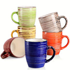 6 tazas de café multicolor de arcilla, tazas pintadas a mano de 390 ml para té, leche, cappuccino