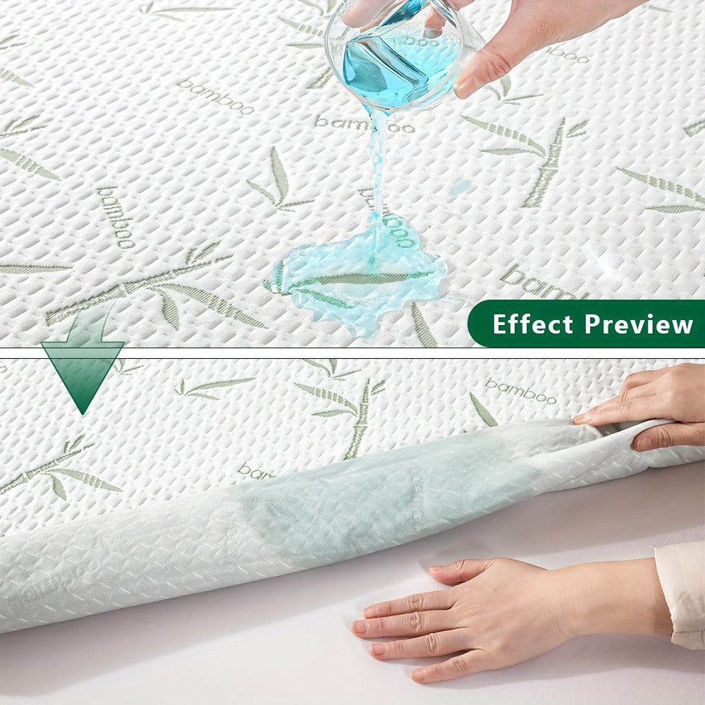 1 protector de colchón de aire 3D de bambú ultrasuave e impermeable - Sábana ajustable transpirable y refrescante, cubierta de colchón adecuada para colchones de hasta 30 cm, perfecta para dormitorios, habitaciones de invitados, residencias y apartamentos