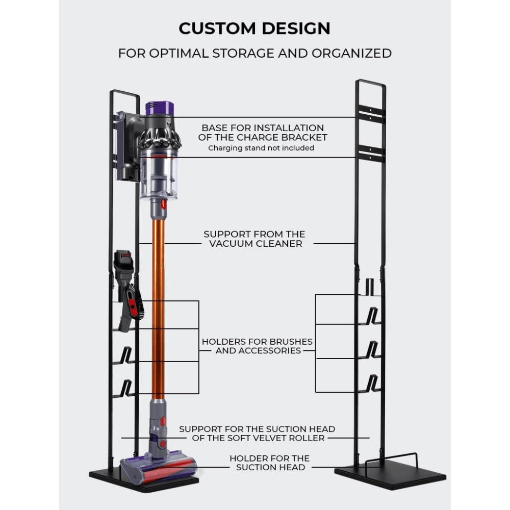 Soporte de Aspiradora Compatible con Dyson V15 V12 V11 V10 V8 V7 V6 - DC58/ DC59/ DC62/ DC74 - Organizador de Almacenamiento de Suelo Sin perforar la Pared.