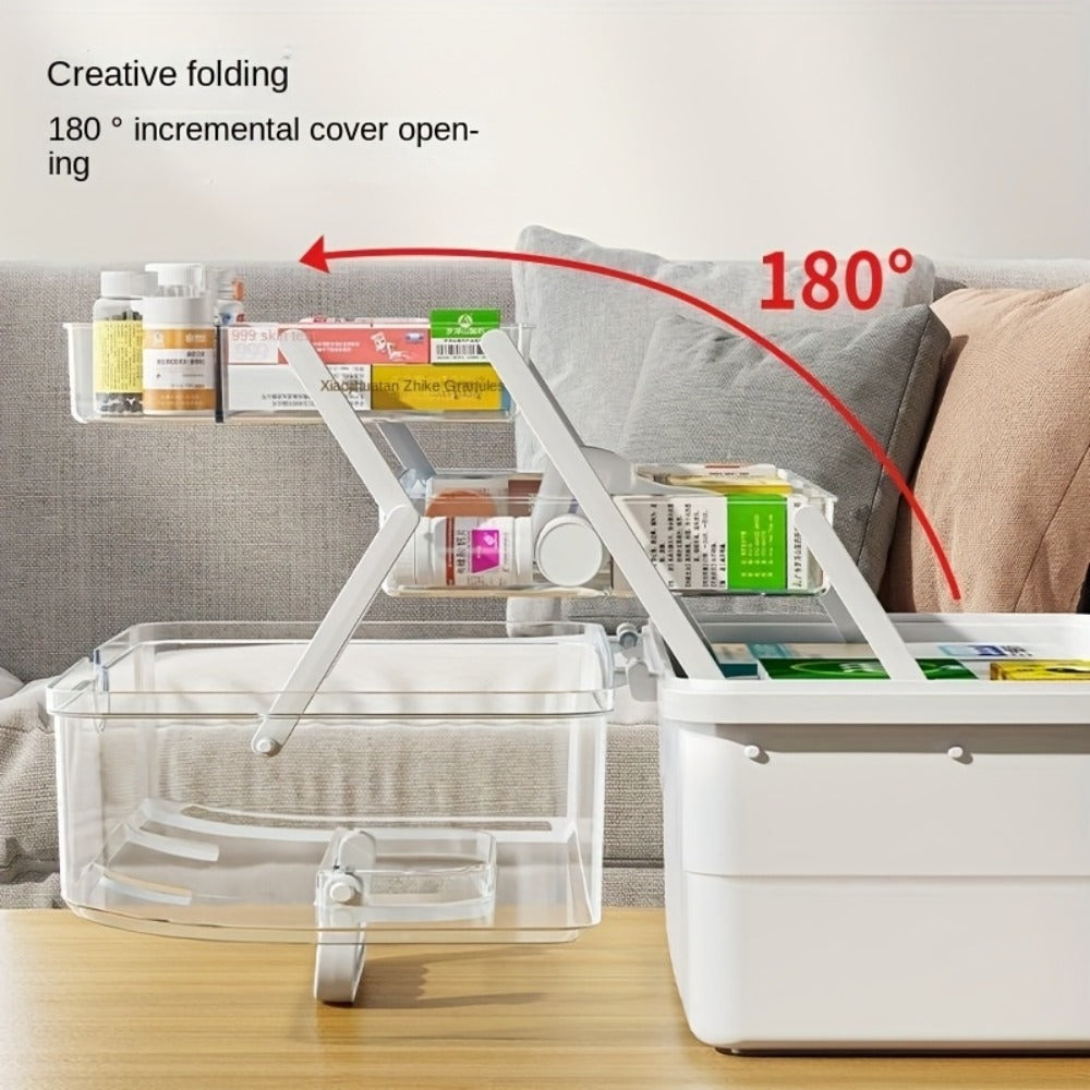 Organizador Médico de 3 Niveles - Caja de Almacenamiento de Medicina Familiar de Gran Capacidad con Cierre Seguro a Presión, Diseño Portátil Resistente para Hogar/Viajes/Oficina, Regalo Esencial Ideal para la Salud y la Seguridad