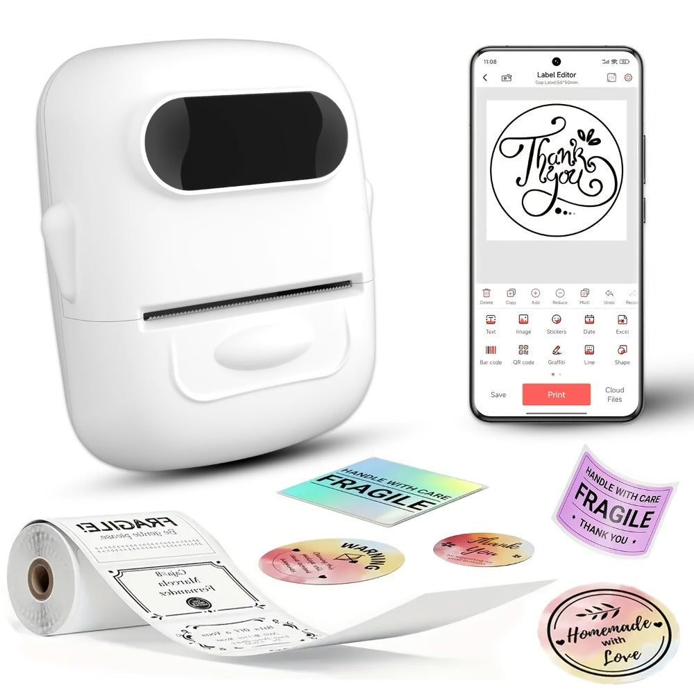 Impresora Térmica Portátil Mini Inalámbrica con Múltiples Plantillas, 1 Rollo de Papel Incluido, Conexión Inalámbrica a Smartphones y Computadoras, para Uso en Hogar y Oficina, Recargable por USB
