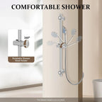 Barra de ducha sin clavos, barra de ducha de acero inoxidable, barra de ducha de 66 cm, barra de ducha de acero inoxidable de altura ajustable, barra de ducha moderna con soporte giratorio de 360° para cabezales de ducha para baños, duchas, hoteles, hogar