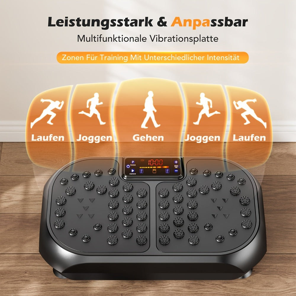 Plataforma de vibración inteligente con ajuste de 99 posiciones, masaje electromagnético y almohadilla Shiatsu para pies | Música USB, banda de resistencia | Plataforma de adelgazamiento silenciosa para pérdida de peso, escultura muscular, entrenamientos