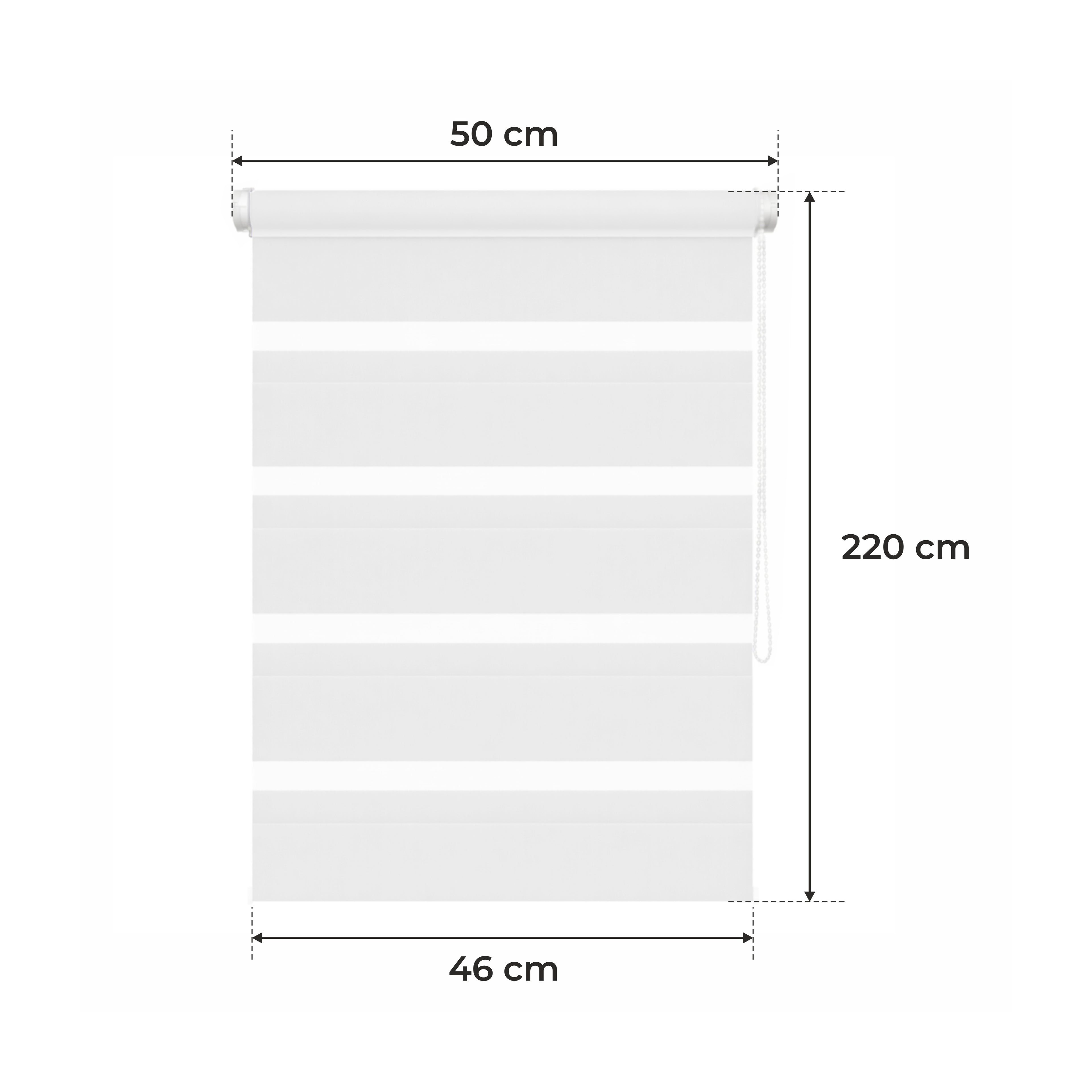 Cortina Opaca Día y Noche - BLANCA - 32 Tamaños - BOJANEK DÍA Y NOCHE - No Invade la Ventana, Instalación Sin Taladrar, Ajuste de Cadena, Soportes Ajustables para Diferentes Grosores de Ventana, Diseño Moderno, Protección Contra la Luz y la Privacidad, Id