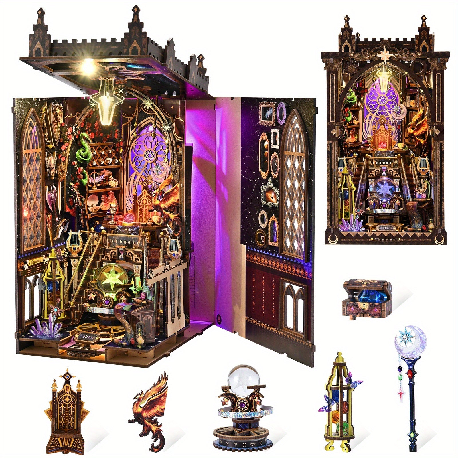 1pc Rompecabezas 3D, Modelo Zodiacal Hecho a Mano. Este Kit de Ensamblaje Presenta Estilos Decorativos con Modelos de Elementos como los Doce Signos del Zodiaco, Tronos, Serpientes y Fénix. Sirve como una Decoración Acogedora para Micro-Oficinas en Casa,